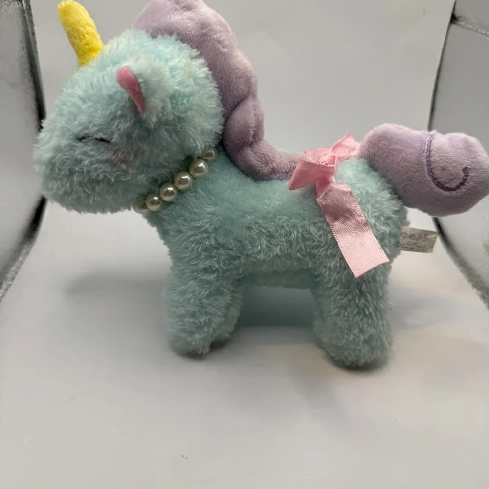 Plush Blue and Pink Unicorn Pearls Stuffed Animal YELL 5”